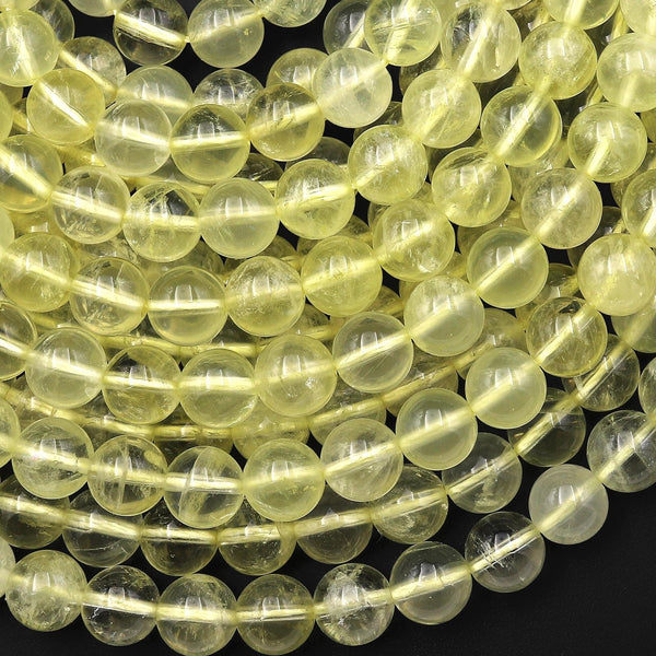 AAA Natural Brazilian Lemon Quartz Smooth Round Beads 4mm 6mm 8mm 10mm 12mm 14mm Gemstone 15.5" Strand