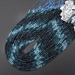 Natural Paraiba Blue Tourmaline Faceted 3mm 4mm Rondelle Beads Micro Diamond Cut Indicolite Gemstone 15.5" Strand