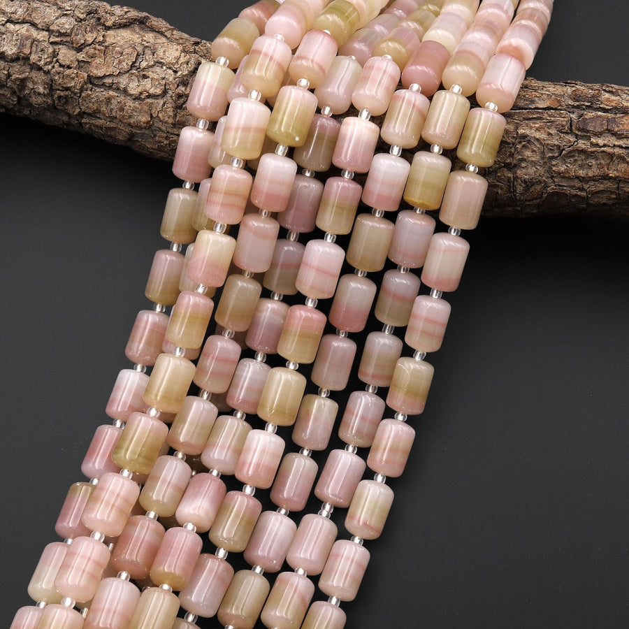 From Afghanistan Natural Pink Jade Smooth Tube Cylinder Gemstone Beads 14x10mm 15.5" Strand