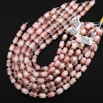 From Afghanistan Icy Natural Maroon Pink Jade Smooth Tube Cylinder Gemstone Beads 14x10mm 15.5" Strand