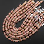 From Afghanistan Natural Dusty Pink Moss Green Jade Smooth Tube Cylinder Gemstone Beads 14x10mm 15.5" Strand