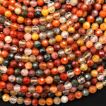 Faceted Natural Red Yellow Green Phantom Quartz 5mm Round Beads Multi Color Quartz Crystal Gemstone 15.5" Strand