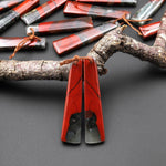 Natural African Bloodstone Long Trapezoid Earring Pair Matched Gemstone Beads