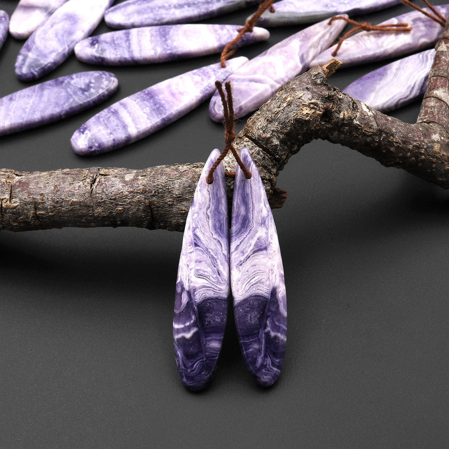 Natural Purple Opal Earring Pair Matched Teardrop Gemstone Beads A10