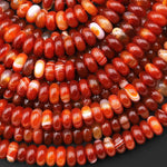 Natural Red Agate 8mm Rondelle Beads 15.5" Strand