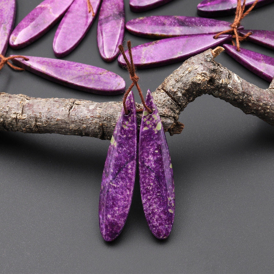 Natural Purple Atlantisite Stichtite Earring Pair Gemstone Drilled Teardrop Matched Gemstone Beads From Australia