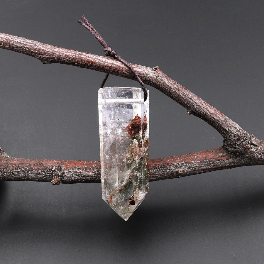 Natural Phantom Lodalite Quartz Pendant Point Gemstone Crystal