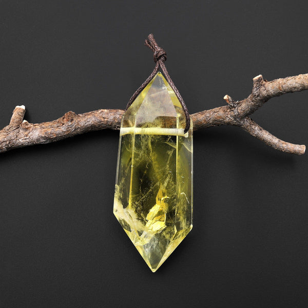 AAA Natural Golden Topaz Pendant Side Drilled Double Terminated Crystal Point Tower Pendulum Gemstone A4