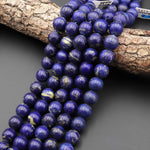 Matte Genuine Natural Dark Blue Lapis 12mm Round Beads 15.5" Strand