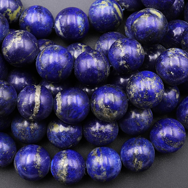 Matte Genuine Natural Dark Blue Lapis 12mm Round Beads 15.5" Strand