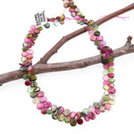 AAA Translucent Natural Watermelon Tourmaline Smooth Teardrop Beads Side Drilled Pink Green Gemstone 15.5" Strand