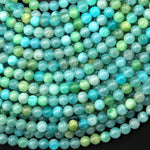 AAA Natural Aqua Blue Green Peruvian Amazonite Beads 4mm Smooth Round Beads 15.5" Strand