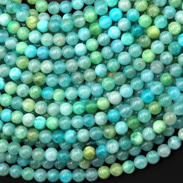 AAA Natural Aqua Blue Green Peruvian Amazonite Beads 4mm Smooth Round Beads 15.5" Strand