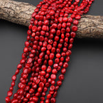 Genuine Red Coral Nugget Beads 15.5" Strand