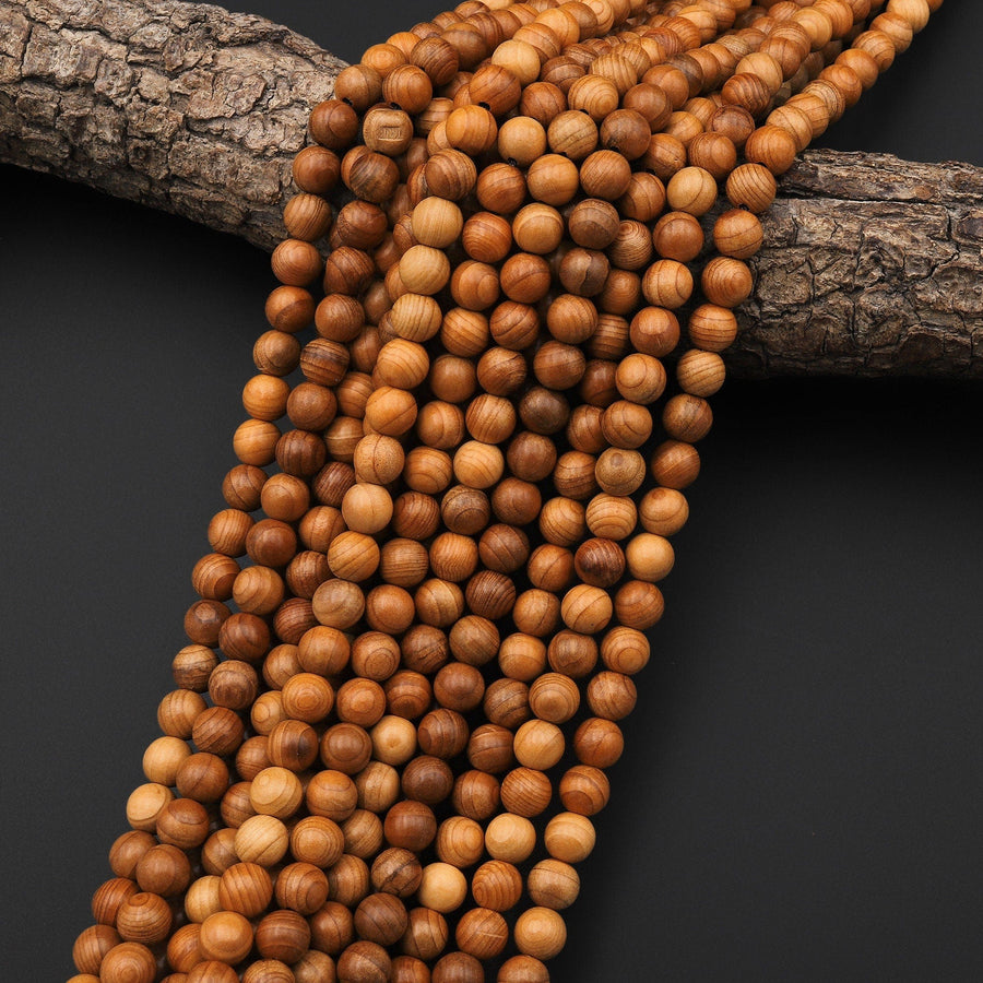 Natural Phoebe Wood Beads 8mm 10mm Great For Mala Prayer Meditation Therapy 15.5" Strand