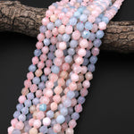 Star Cut Natural Beryl Jade Beads Faceted 10mm Rounded Nugget Aquamarine Morganite Alike 15" Strand