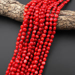 AAA Genuine Red Coral Smooth Nugget Beads 15.5" Strand