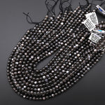 AAA Chatoyant Natural Black Moonstone 6mm 8mm Round Beads 15.5" Strand