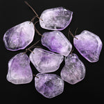 Large Natural Lilac Amethyst Freeform Pendant Extra Translucent