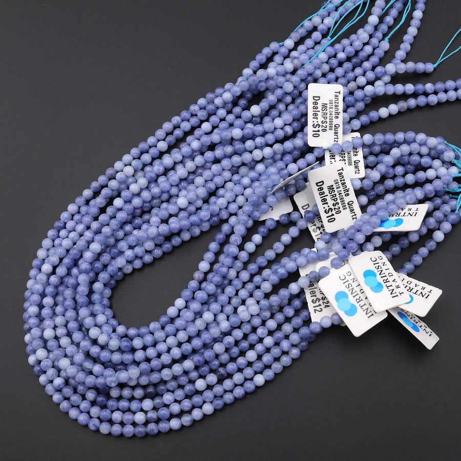 Tanzanite Quartz 4mm Round Beads 15.5" Strand