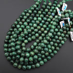 Natural Ruby Fuchsite Green Muscovite Mica Smooth Round Beads 12mm 14mm Gemstone 15.5" Strand