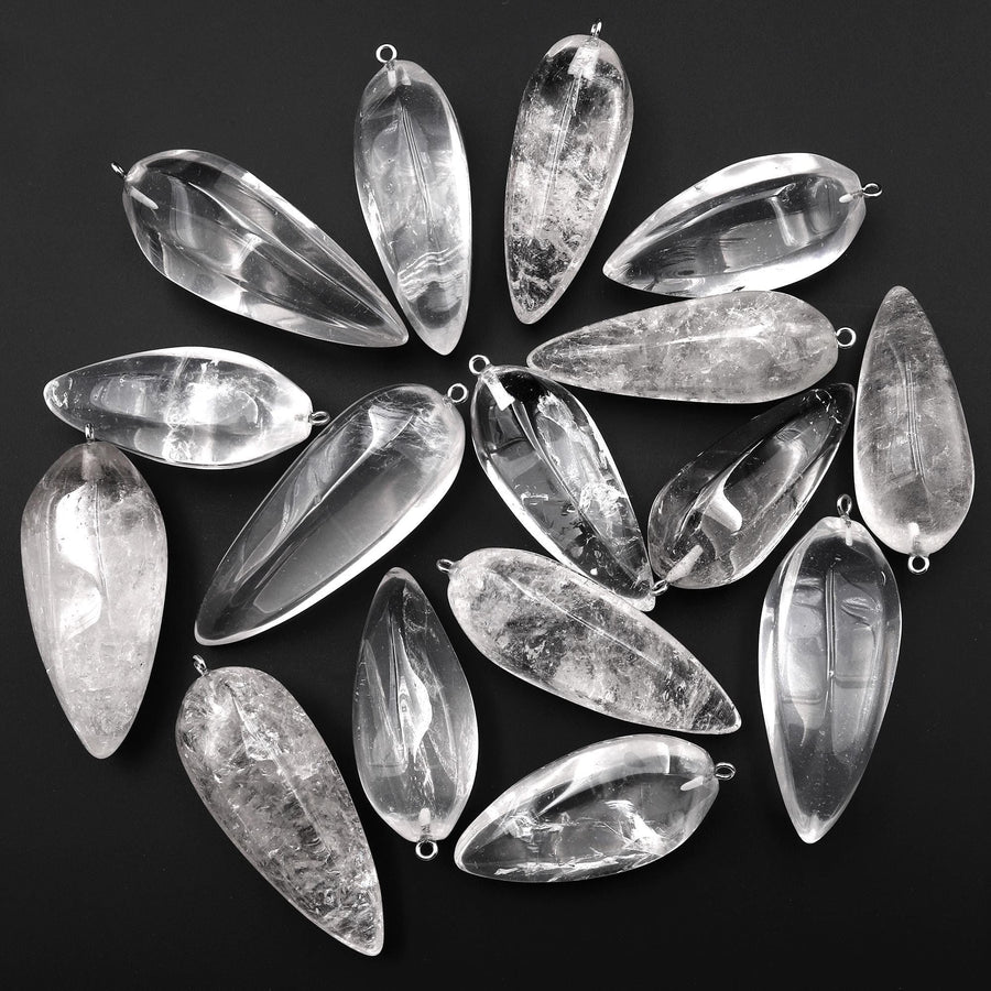 Natural Clear Rock Crystal Quartz Pendant Teardrop Pendulum