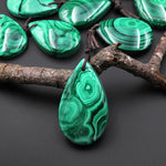 AAA+ Natural Malachite Teardrop Pendant Drilled Gemstone Focal