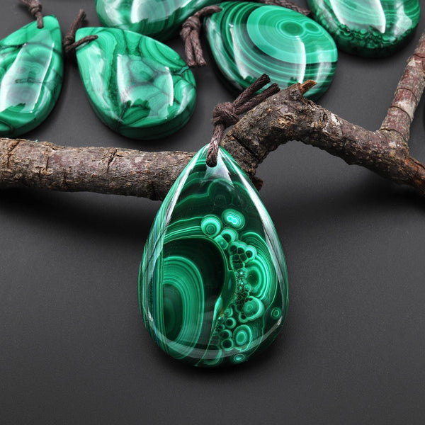 AAA+ Natural Malachite Teardrop Pendant Drilled Gemstone Focal A3