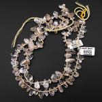 Natural Brown Hematoid Quartz Freeform Nugget Beads Top Side Drilled Gemstone 15.5" Strand