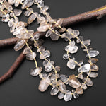 Natural Brown Hematoid Quartz Freeform Nugget Beads Top Side Drilled Gemstone 15.5" Strand