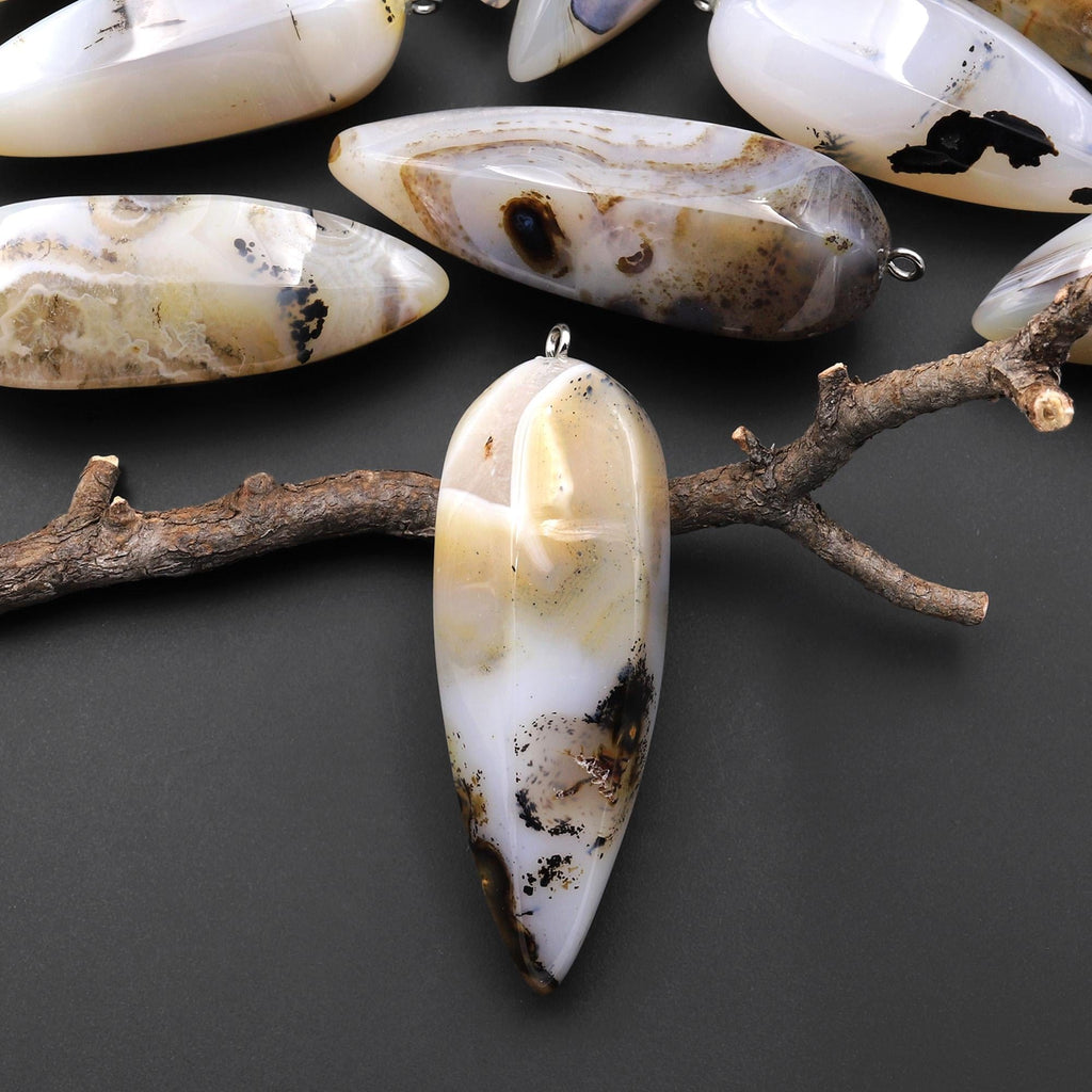 Natural Montana Agate Pendant Teardrop Crystal Pendulum A1