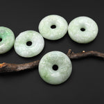 AAA Hand Carved Natural Burma Green Jade Donut Pendant 38mm