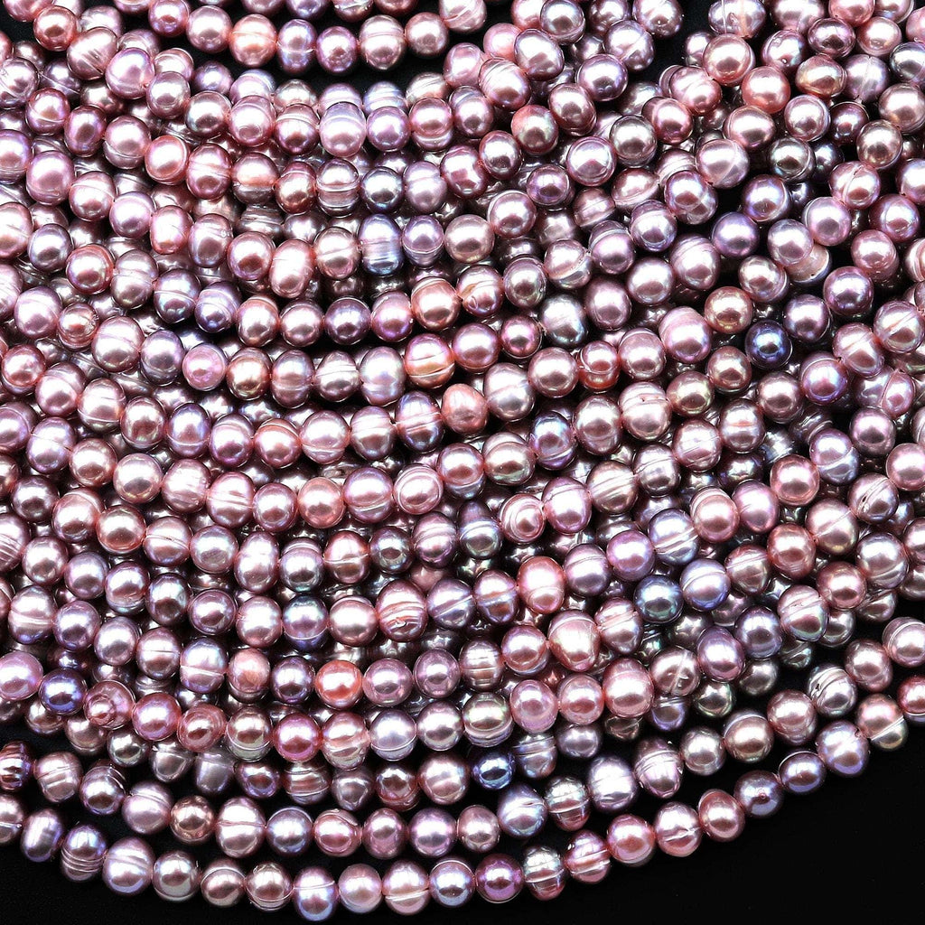 Natural Metallic Mauve Pink Off Round 4mm 5mm Pearl 14" Strand