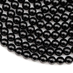 A+ Genuine Natural Black Tourmaline Beads 4mm 6mm 8mm 10mm 12mm Round Beads High Quality Black Gemstone Full 15.5" Strand
