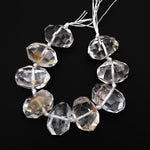 AAA Natural Rock Crystal Quartz W Golden Copper Matrix Freeform Faceted Large Focal Bead Nugget Super Clear Sparkling Gemstone 8" Strand