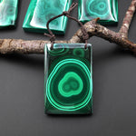 AAA Large 2 Hole Natural Malachite Rectangle Pendant Focal Gemstone Bead