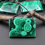 AAA Large 2 Hole Natural Malachite Rectangle Pendant