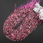 AAA Natural Fuchsia Pink Tourmaline Faceted 2mm Cube Beads Gemstone 15.5" Strand