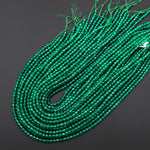 Faceted Emerald Green Agate 2mm 3mm 4mm Beads Micro Cut Gemstone 15.5" Strand