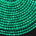 Faceted Emerald Green Agate 2mm 3mm 4mm Beads Micro Cut Gemstone 15.5" Strand