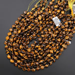 Natural Golden Brown Tiger's Eye Smooth 10mm Coin Beads Gemstone 15.5" Strand