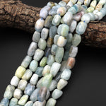 Natural Blue Green Aquamarine Freeform Pebble Nugget Beads 15.5" Strand