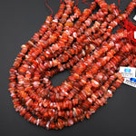 Rare Natural Moroccan Red Agate Center Drilled Freeform Chip Rondelle Beads Gemstone 15.5" Strand