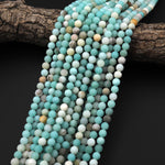 Matte Natural Blue Amazonite Round Beads 6mm 15.5" Strand