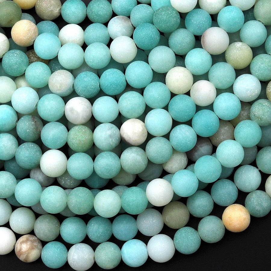 Matte Natural Blue Amazonite Round Beads 6mm 15.5" Strand