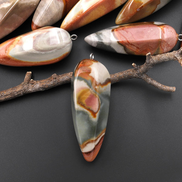 Natural Polychrome Jasper Aka Landscape Ocean Jasper Pendant Crystal Pendulum A2