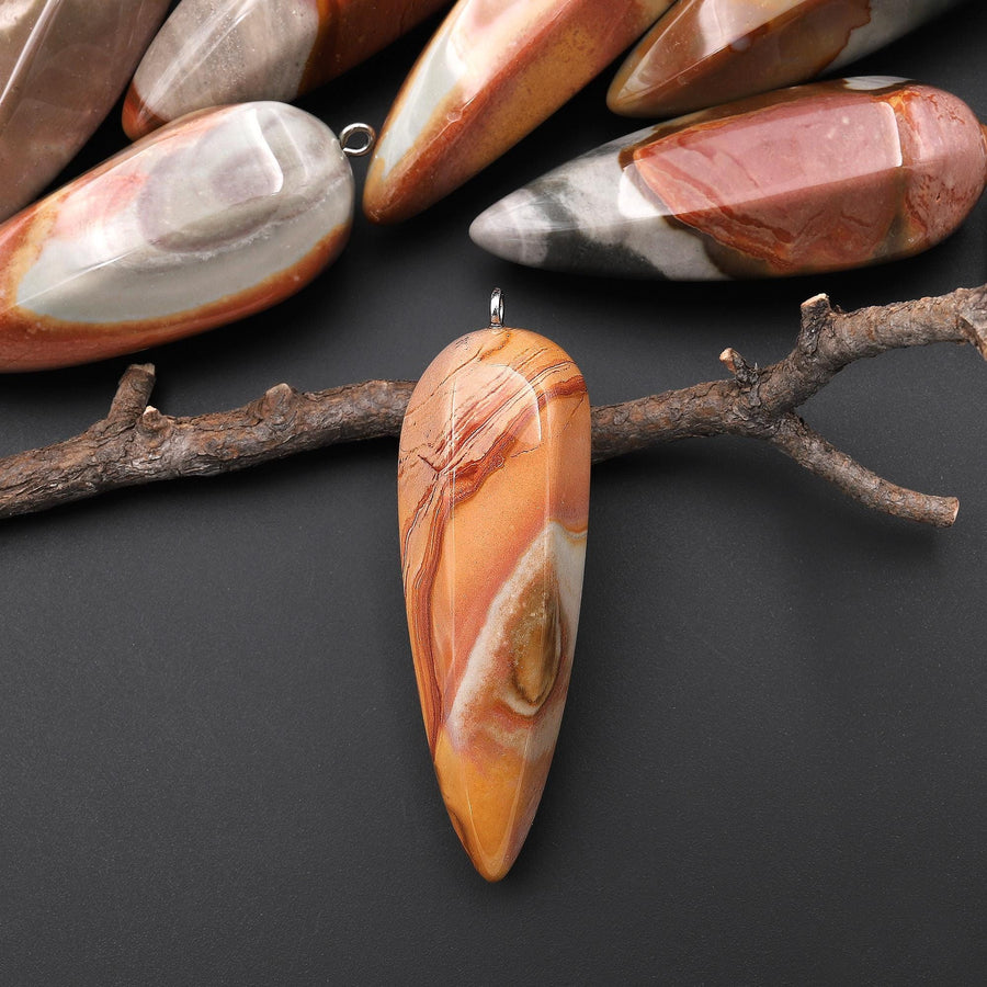 Natural Polychrome Jasper Aka Landscape Ocean Jasper Pendant Crystal Pendulum A3