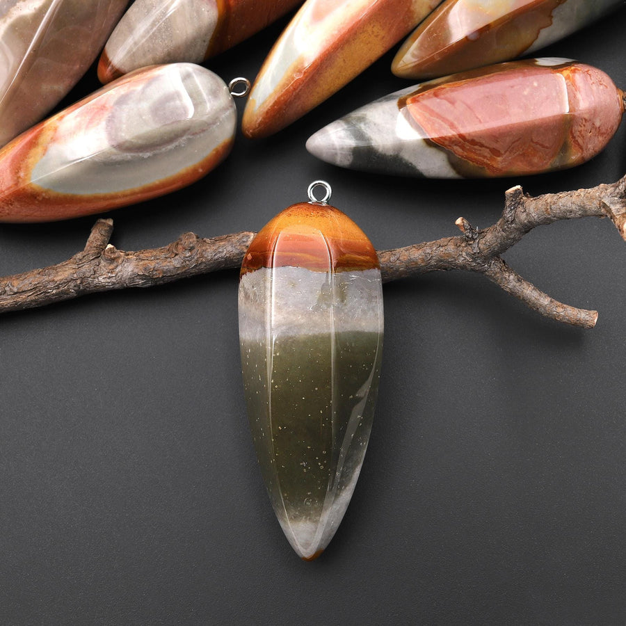 Natural Polychrome Jasper Aka Landscape Ocean Jasper Pendant Crystal Pendulum A7