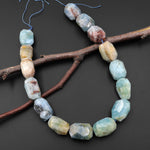 Large Faceted Natural Blue Red Aquamarine Nugget Gemstone Beads 16.5" Strand