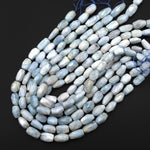 Faceted Natural Light Blue Aquamarine Rectangle Nugget Gemstone Beads 16" Strand